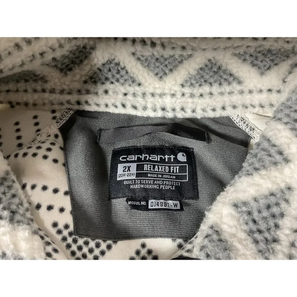 Carhartt Women's Relaxed Fit Fleece Pullover Snap Sherpa Aztec Size 2X(20W-22W) - Picture 5 of 11